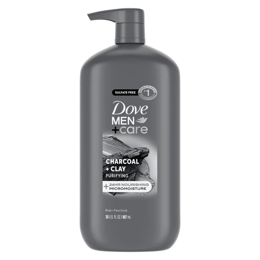 (4 Pack) Elements Liquid Body Wash and Face Wash Charcoal + Clay Nourishing Cleanser, 30 Oz